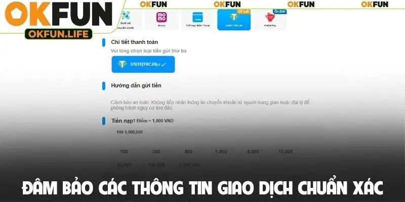 Đâm bảo các thông tin giao dịch chuẩn xác